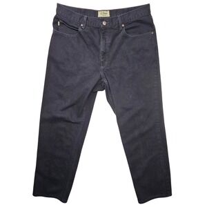 LL Bean Classic Fit Mens Black Denim Jeans 100% Cotton 37x29 Straight Leg 220626